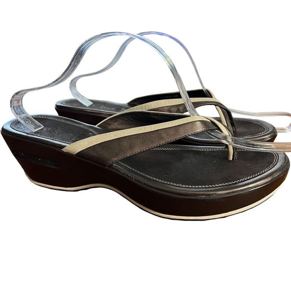 Cole Haan Air Womens Wedge Brown Bronze Sandals Leather Shoes Slides sz 10.5 B